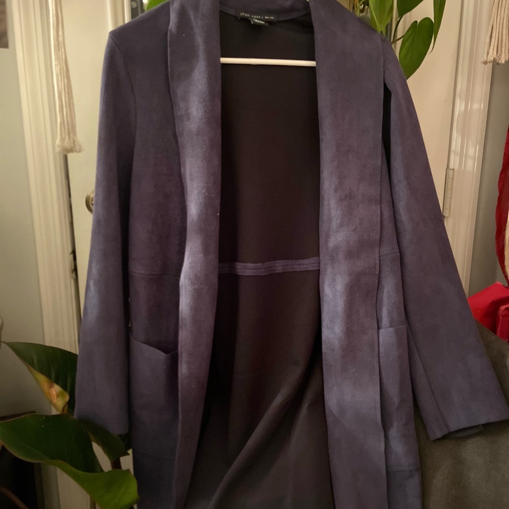 Sleek Blue Suede Coat